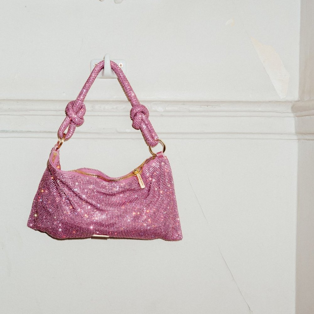 Cult Gaia Top Handle Rhinestone Bag - Blush